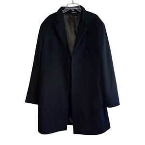 Stafford Men’s Top Coat Black Wool Blend Signature Classic Fit Size 52‎